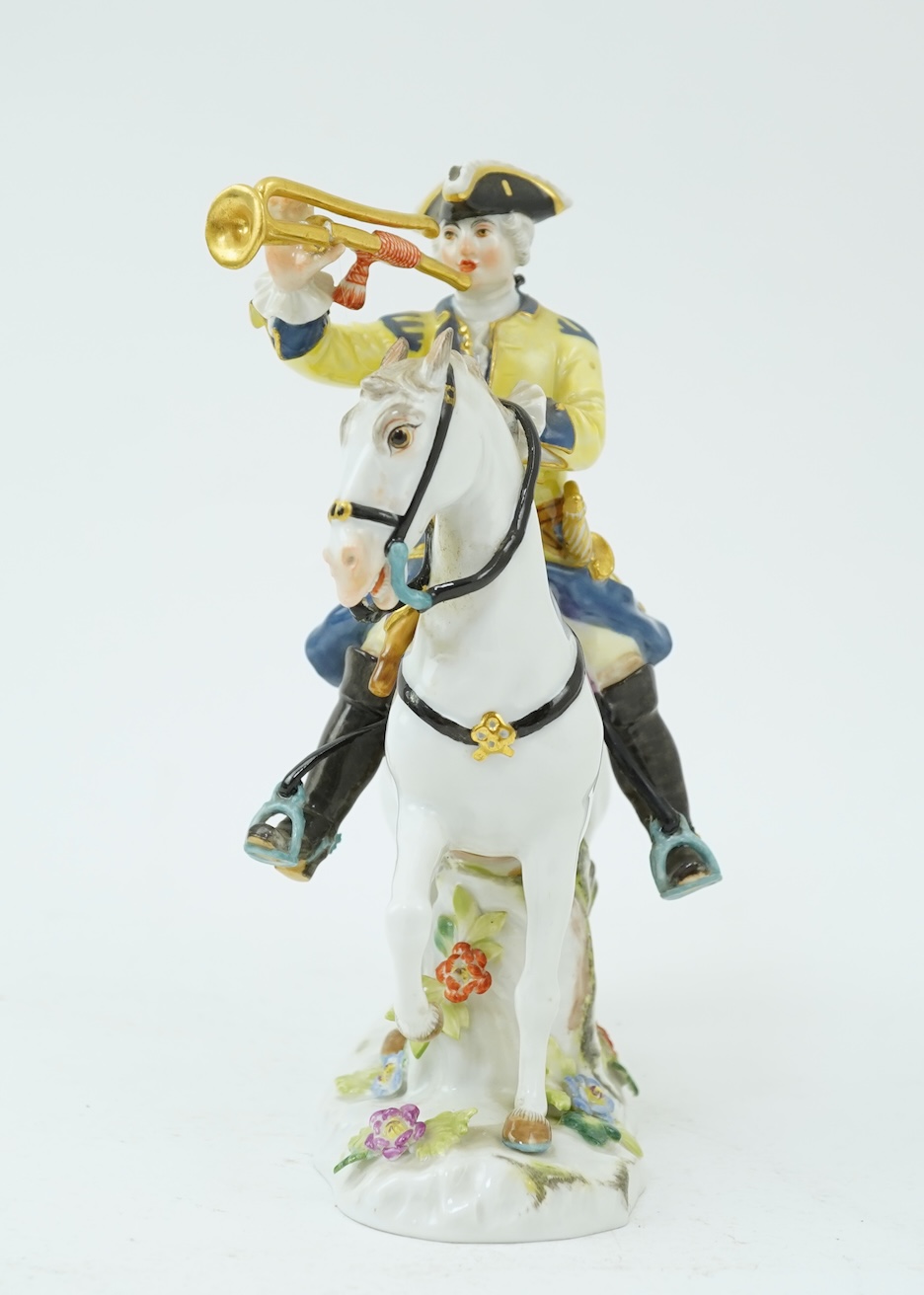 A Meissen group of a bugler on horseback, early 20th century